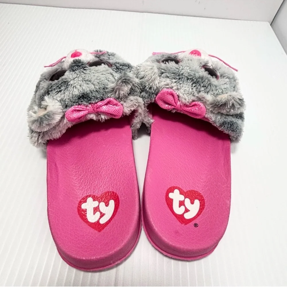 TY Fashion Girls size 13-1 KiKi Cat Slides‎ Slip On Pink Sandals